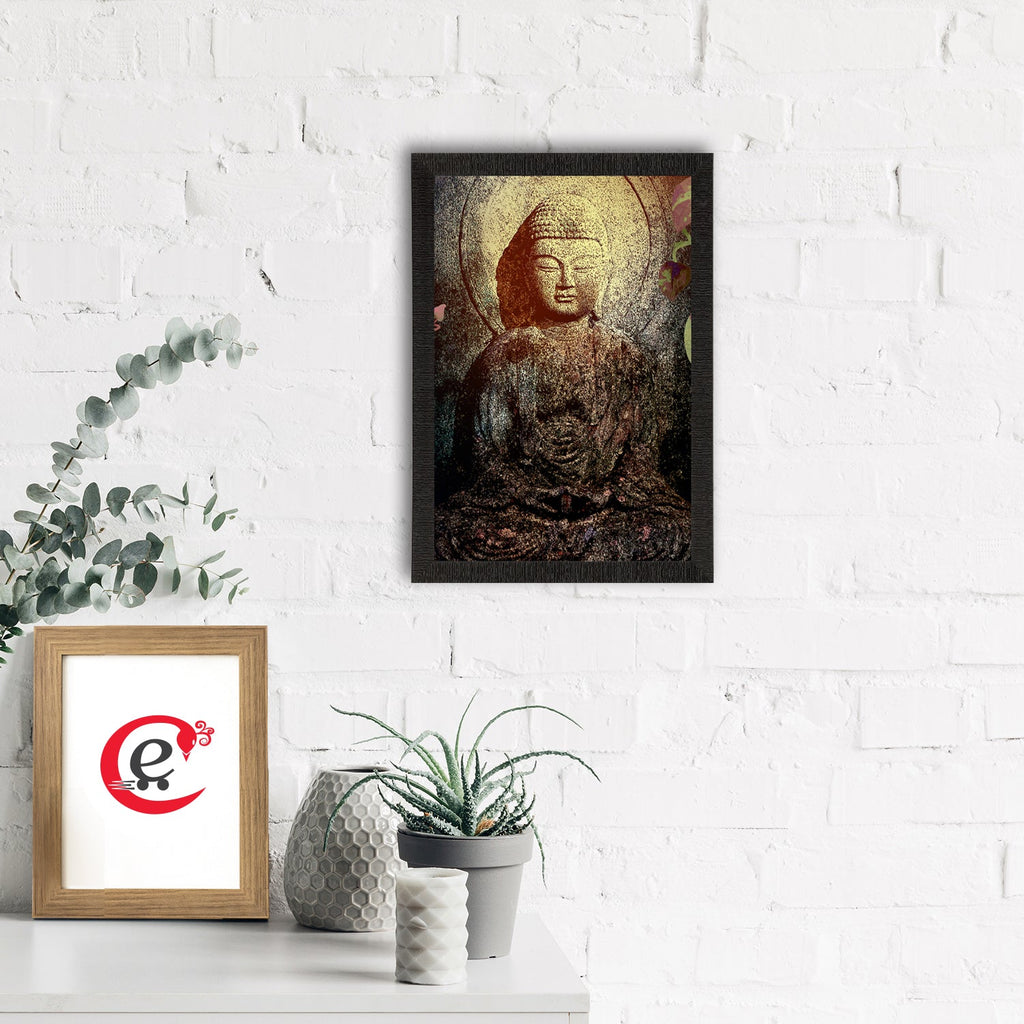 Meditating Lord Buddha Satin Matt Texture UV Art Painting Kafalo