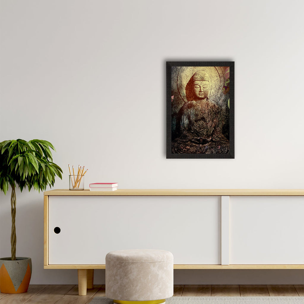 Meditating Lord Buddha Satin Matt Texture UV Art Painting Kafalo