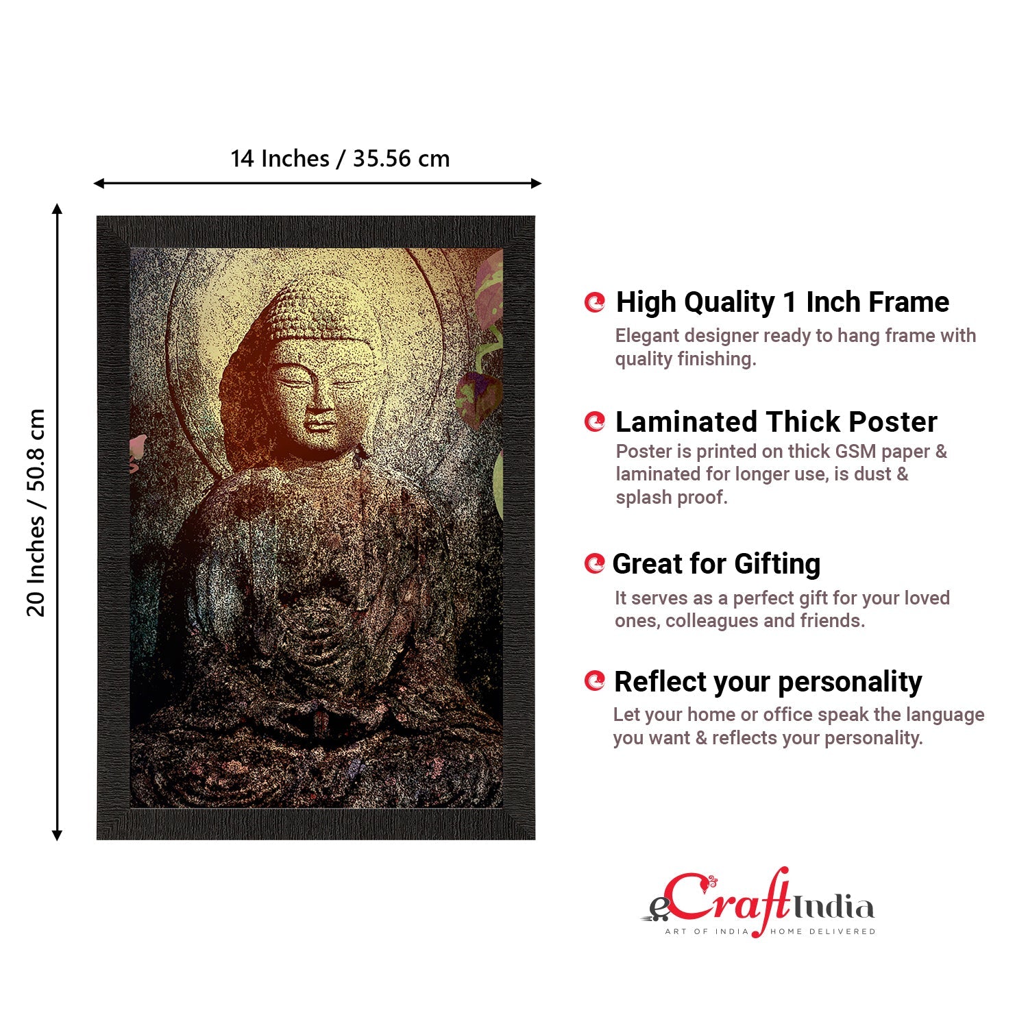 Meditating Lord Buddha Satin Matt Texture UV Art Painting Kafalo