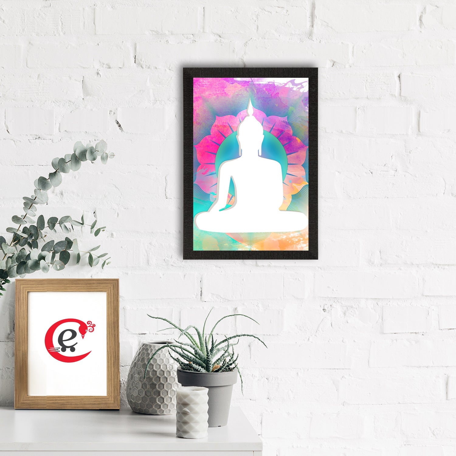 Meditating Lord Buddha Satin Matt Texture UV Art Painting Kafalo