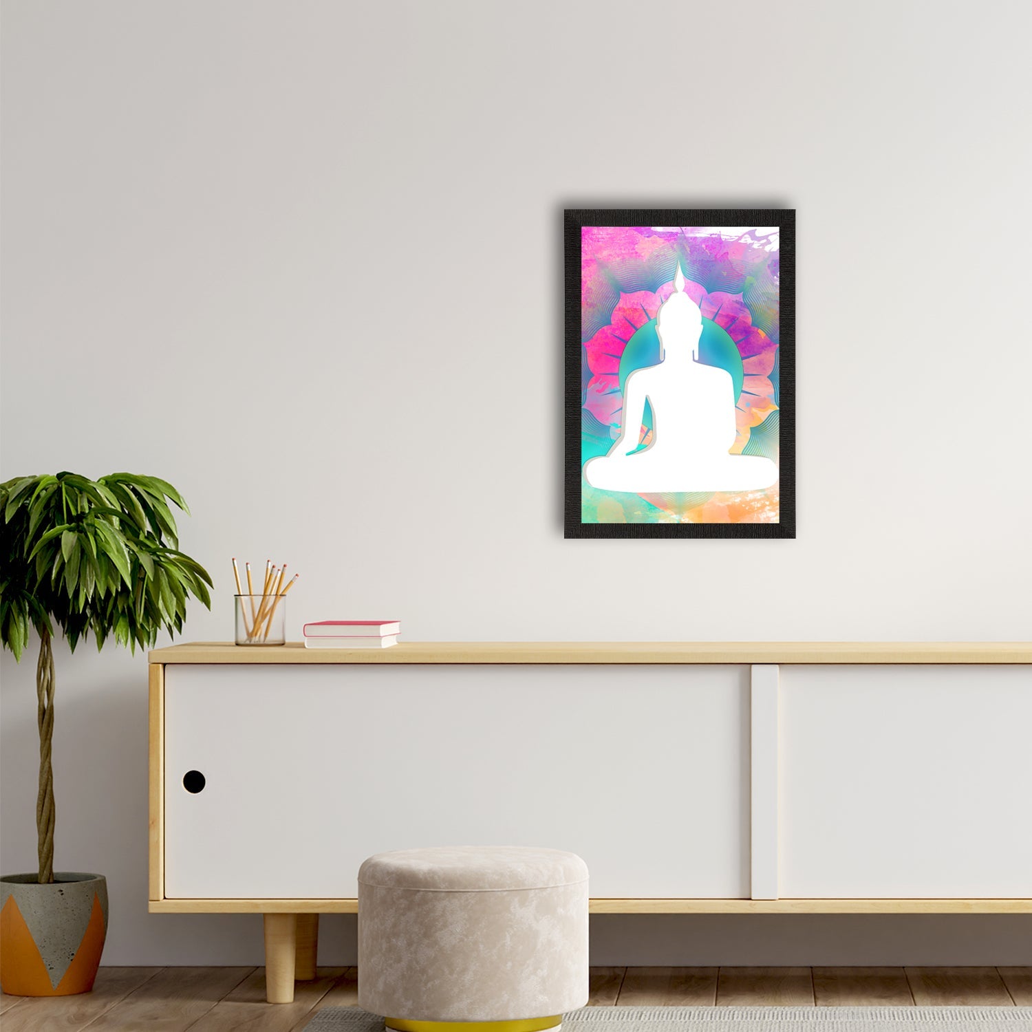 Meditating Lord Buddha Satin Matt Texture UV Art Painting Kafalo