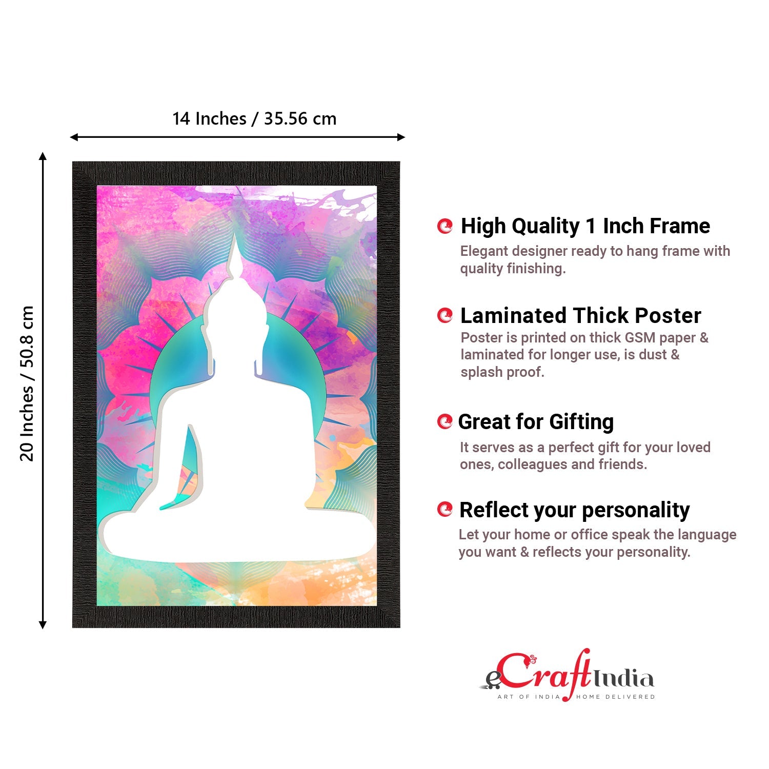 Meditating Lord Buddha Satin Matt Texture UV Art Painting Kafalo