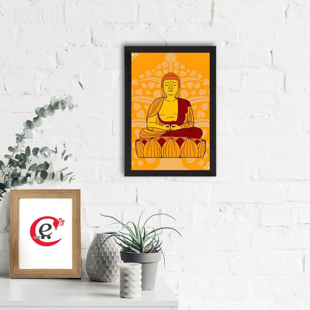Meditating Lord Buddha Satin Matt Texture UV Art Painting Kafalo