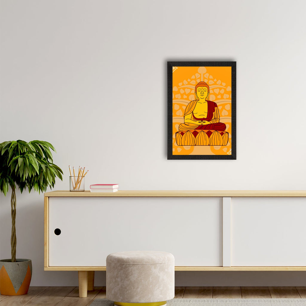 Meditating Lord Buddha Satin Matt Texture UV Art Painting Kafalo