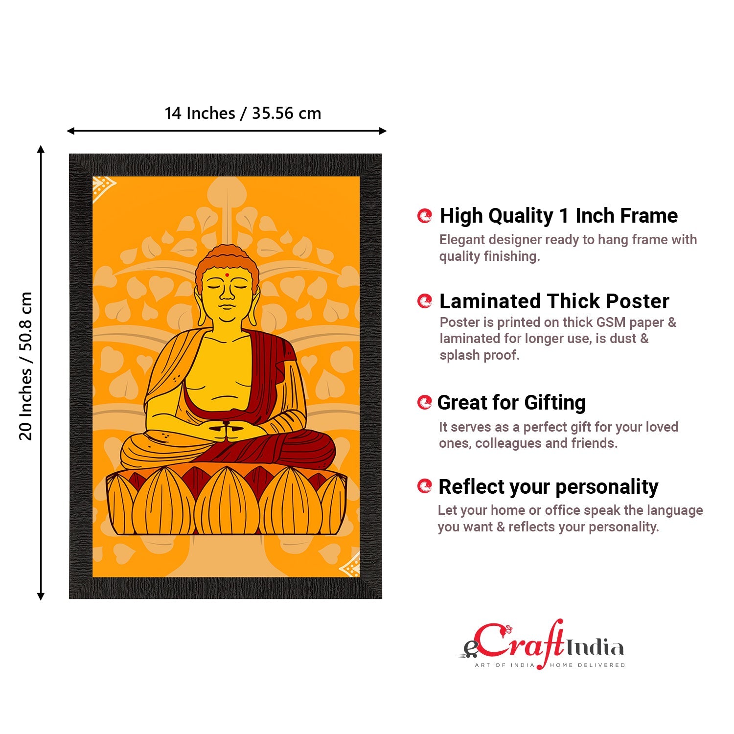 Meditating Lord Buddha Satin Matt Texture UV Art Painting Kafalo
