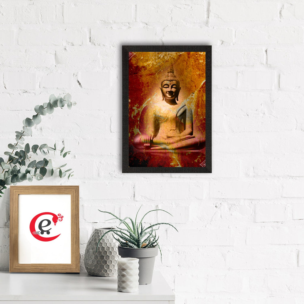 Meditating Lord Buddha Satin Matt Texture UV Art Painting Kafalo