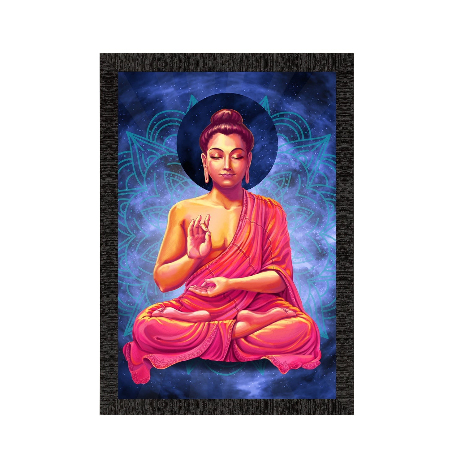 Meditating Lord Buddha Satin Matt Texture UV Art Painting Kafalo