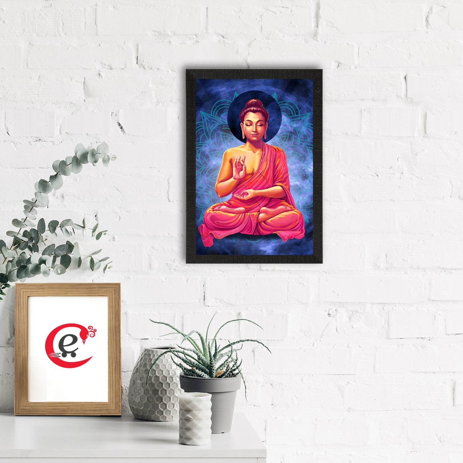 Meditating Lord Buddha Satin Matt Texture UV Art Painting Kafalo