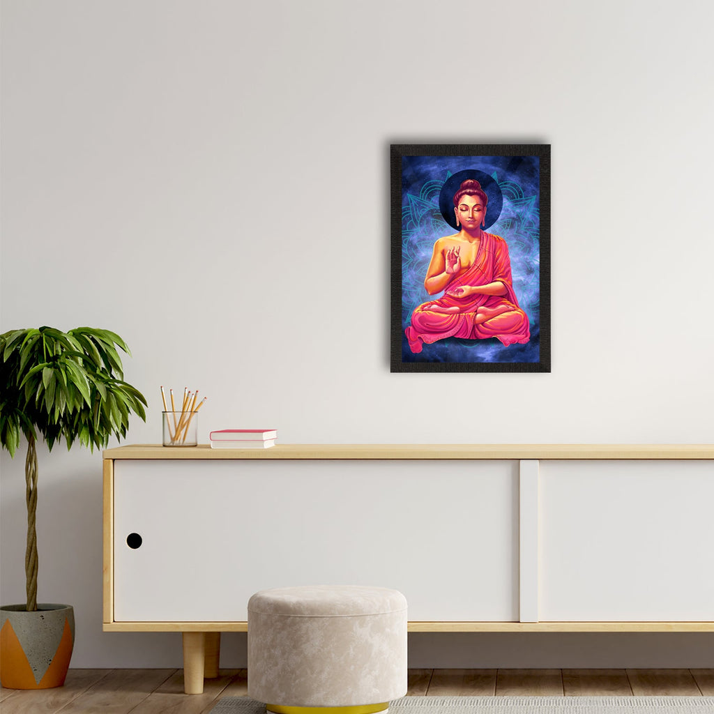Meditating Lord Buddha Satin Matt Texture UV Art Painting Kafalo