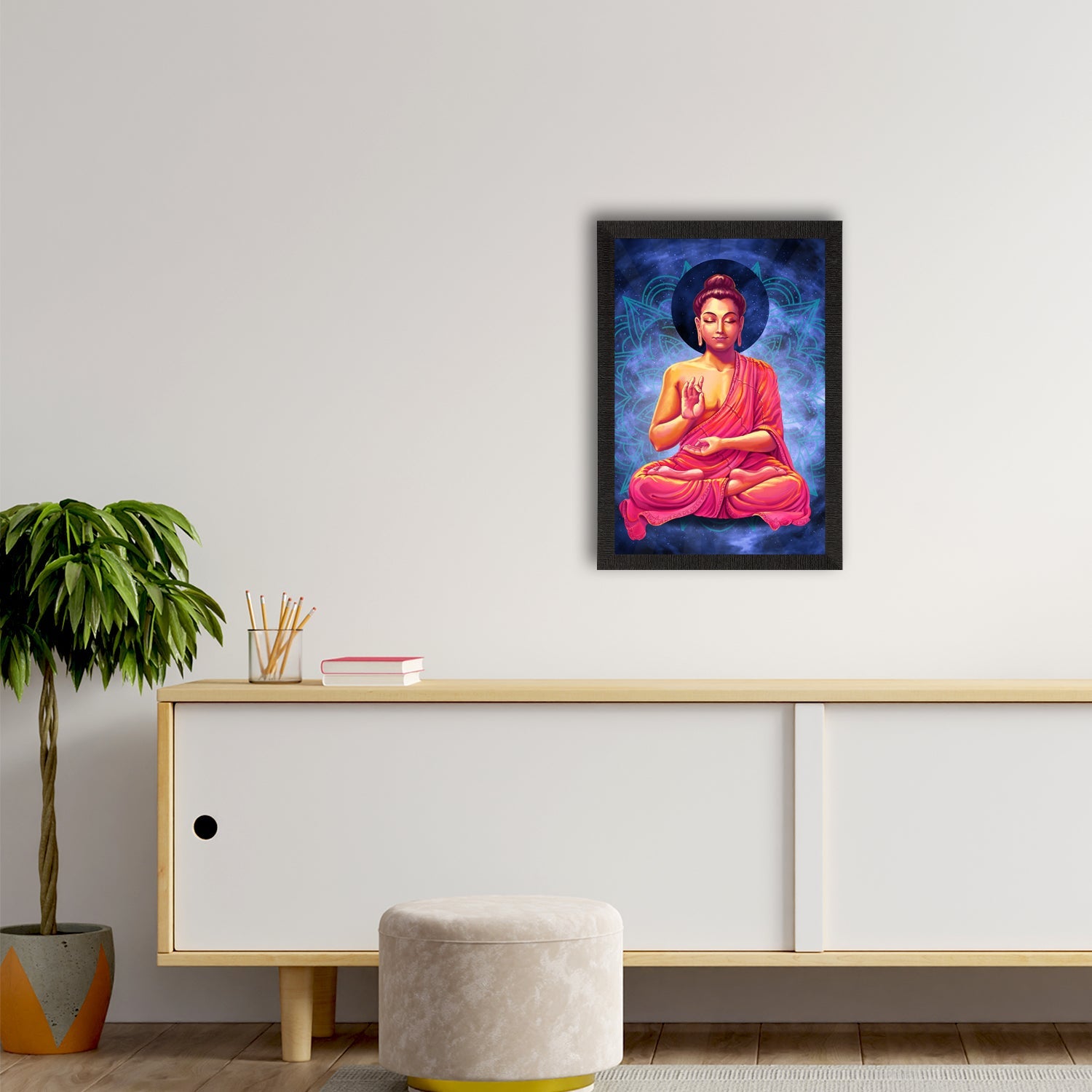 Meditating Lord Buddha Satin Matt Texture UV Art Painting Kafalo