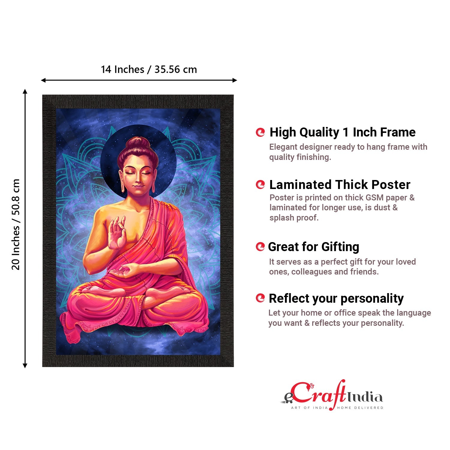 Meditating Lord Buddha Satin Matt Texture UV Art Painting Kafalo
