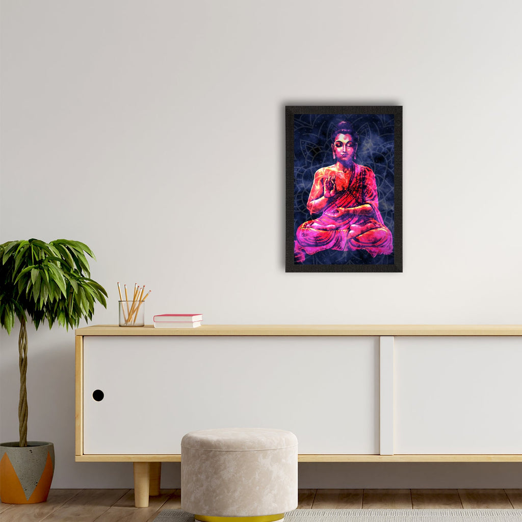Meditating Lord Buddha Satin Matt Texture UV Art Painting Kafalo