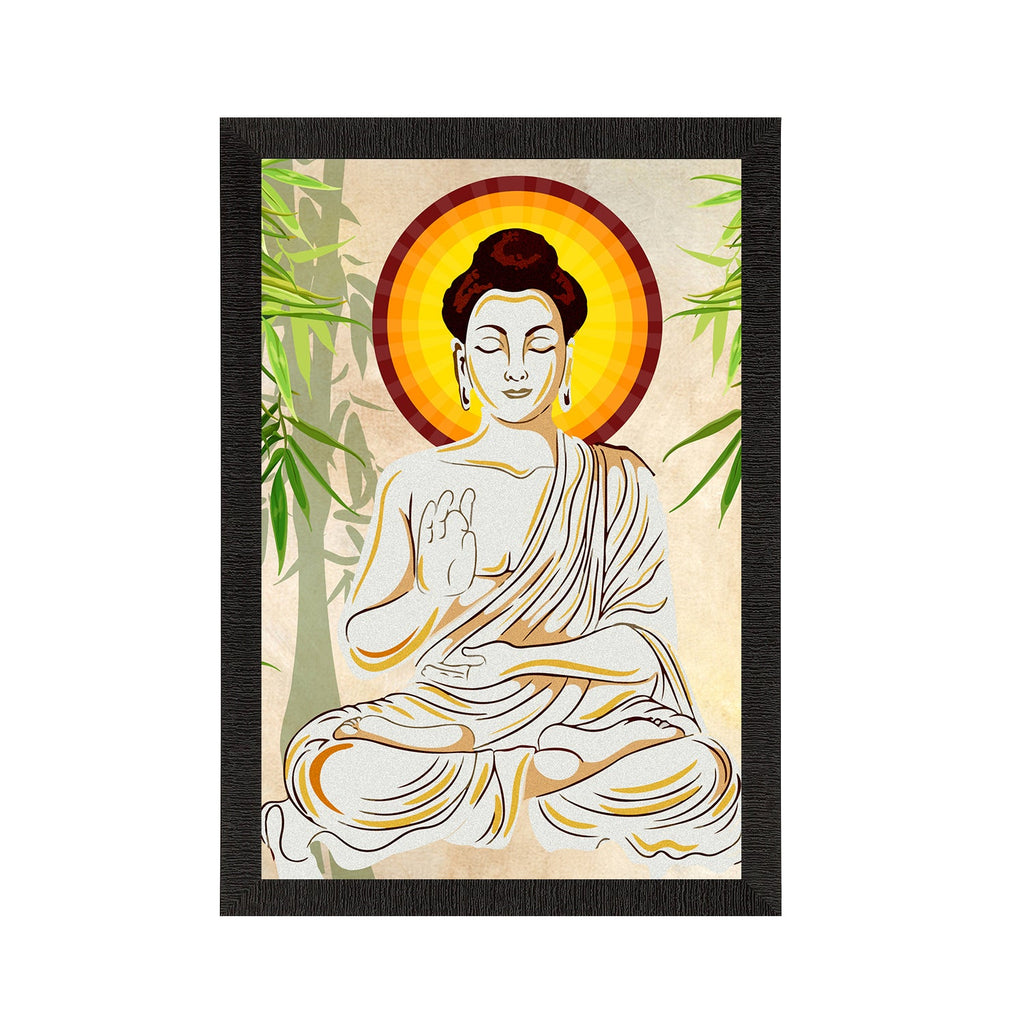 Meditating Lord Buddha Satin Matt Texture UV Art Painting Kafalo