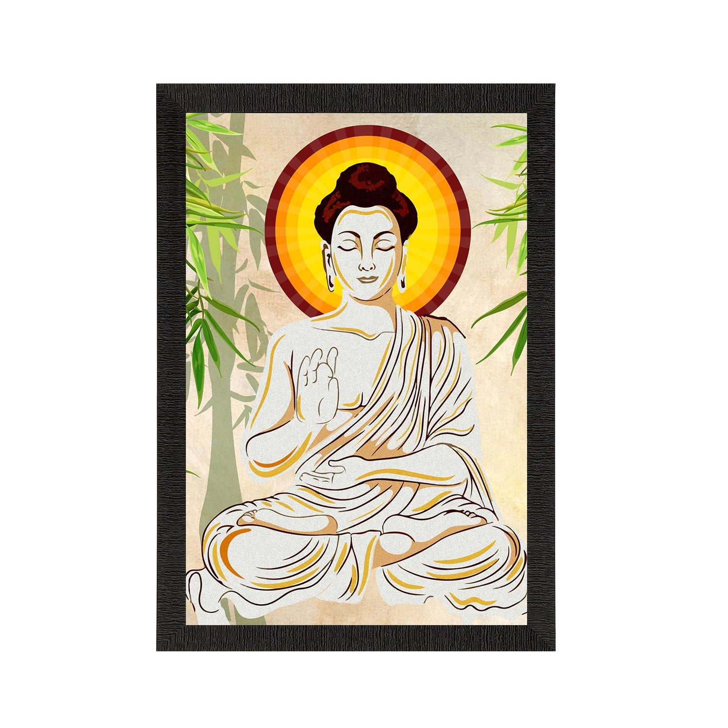 Meditating Lord Buddha Satin Matt Texture UV Art Painting Kafalo