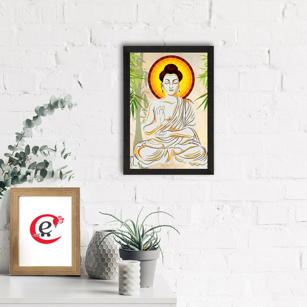 Meditating Lord Buddha Satin Matt Texture UV Art Painting Kafalo