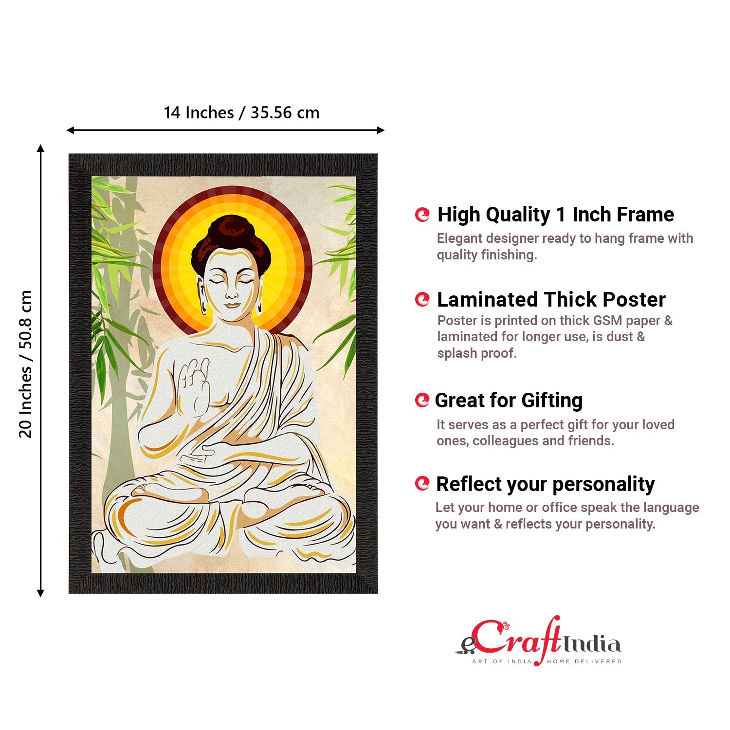 Meditating Lord Buddha Satin Matt Texture UV Art Painting Kafalo
