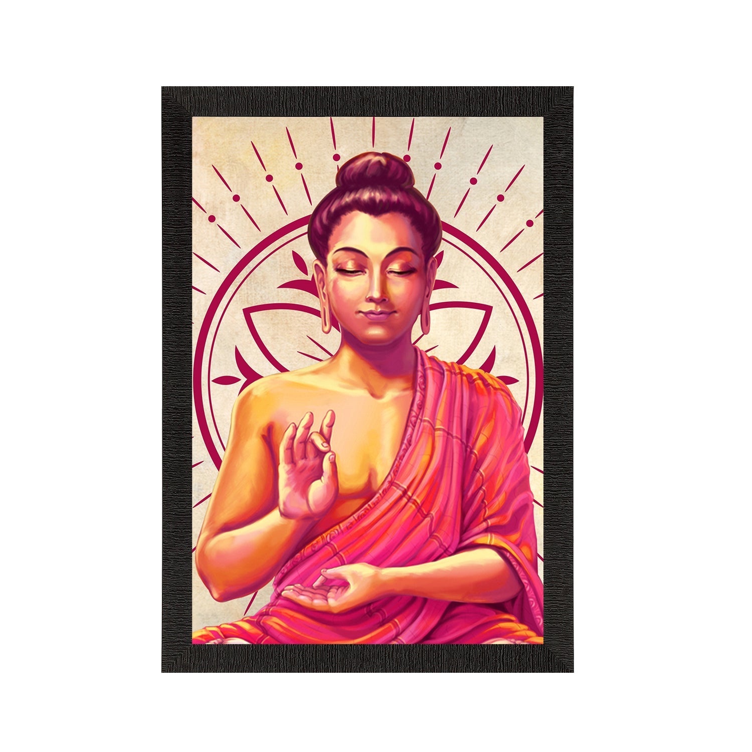 Meditating Lord Buddha Satin Matt Texture UV Art Painting Kafalo