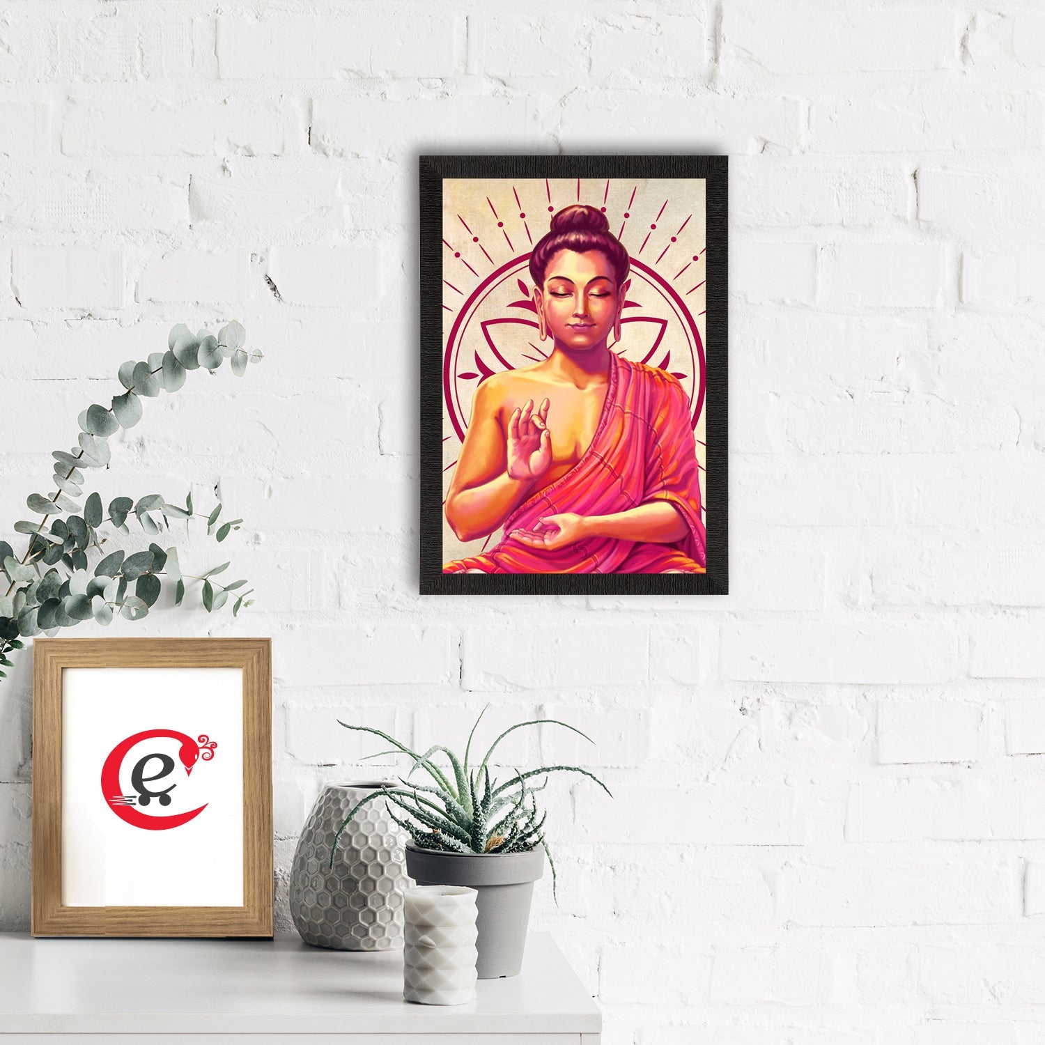 Meditating Lord Buddha Satin Matt Texture UV Art Painting Kafalo
