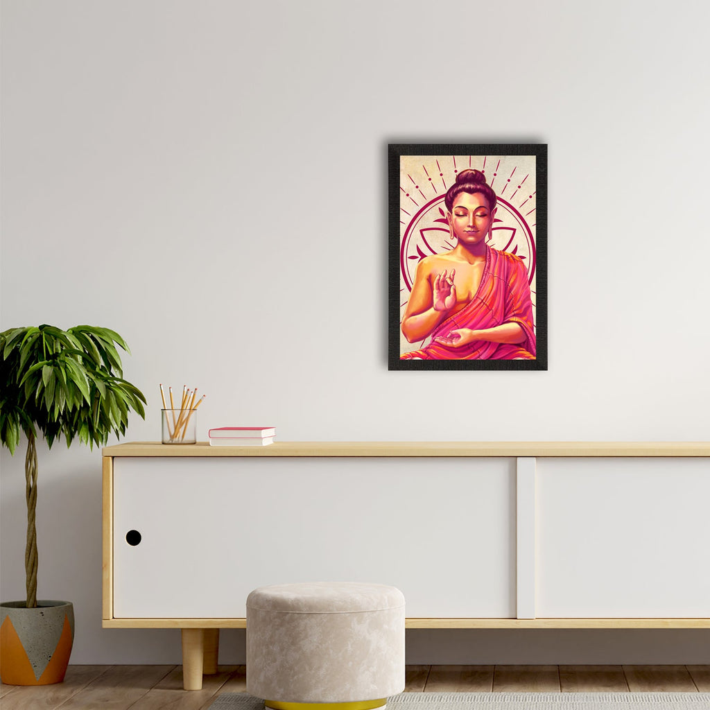 Meditating Lord Buddha Satin Matt Texture UV Art Painting Kafalo