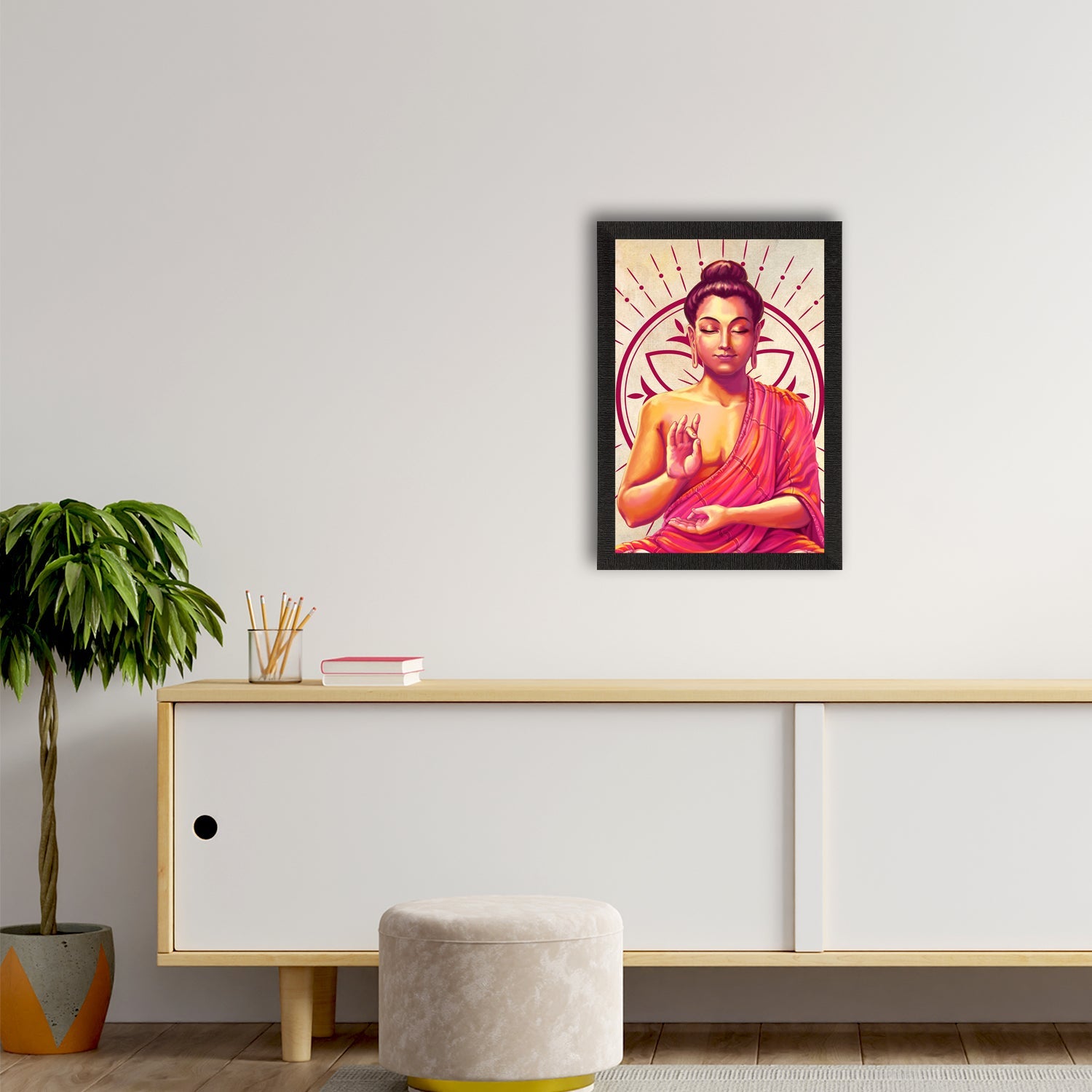 Meditating Lord Buddha Satin Matt Texture UV Art Painting Kafalo