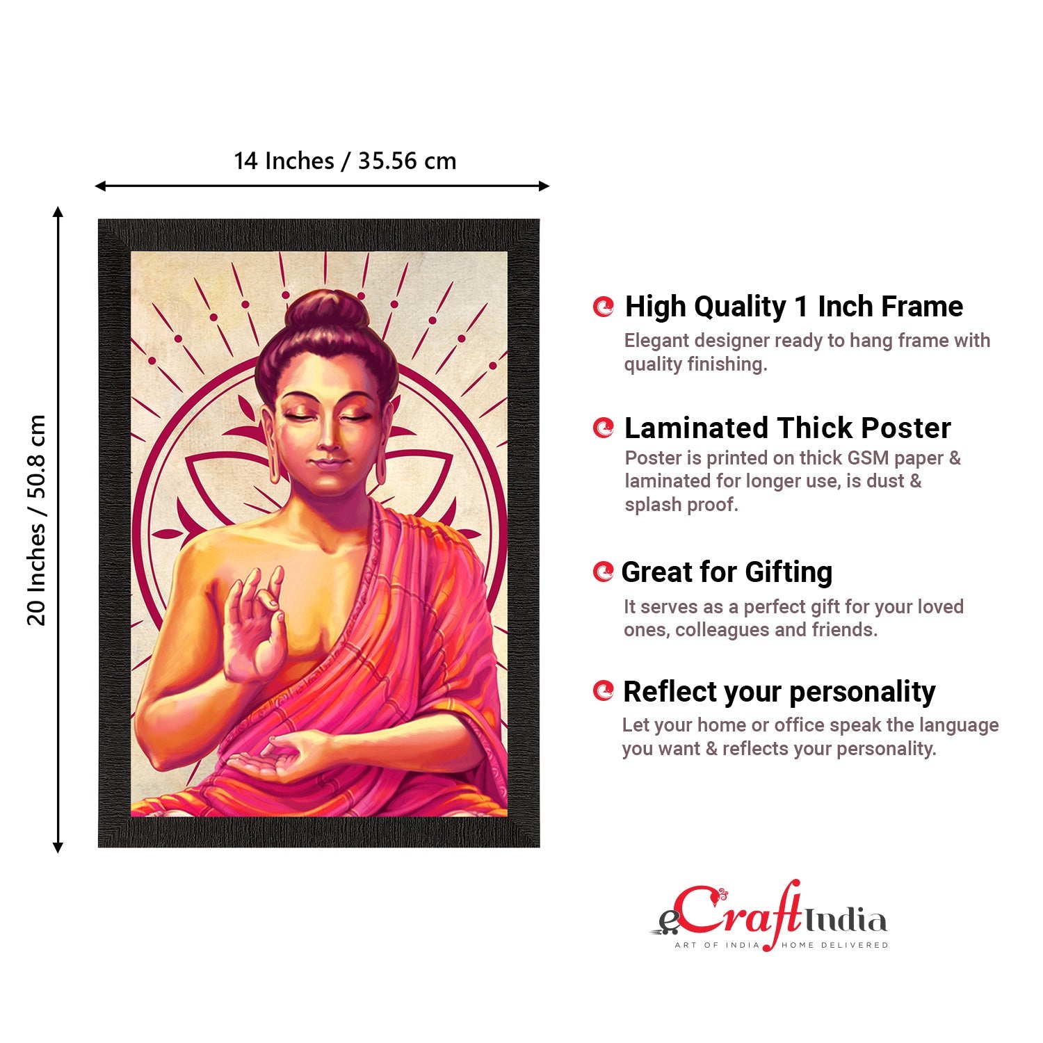 Meditating Lord Buddha Satin Matt Texture UV Art Painting Kafalo