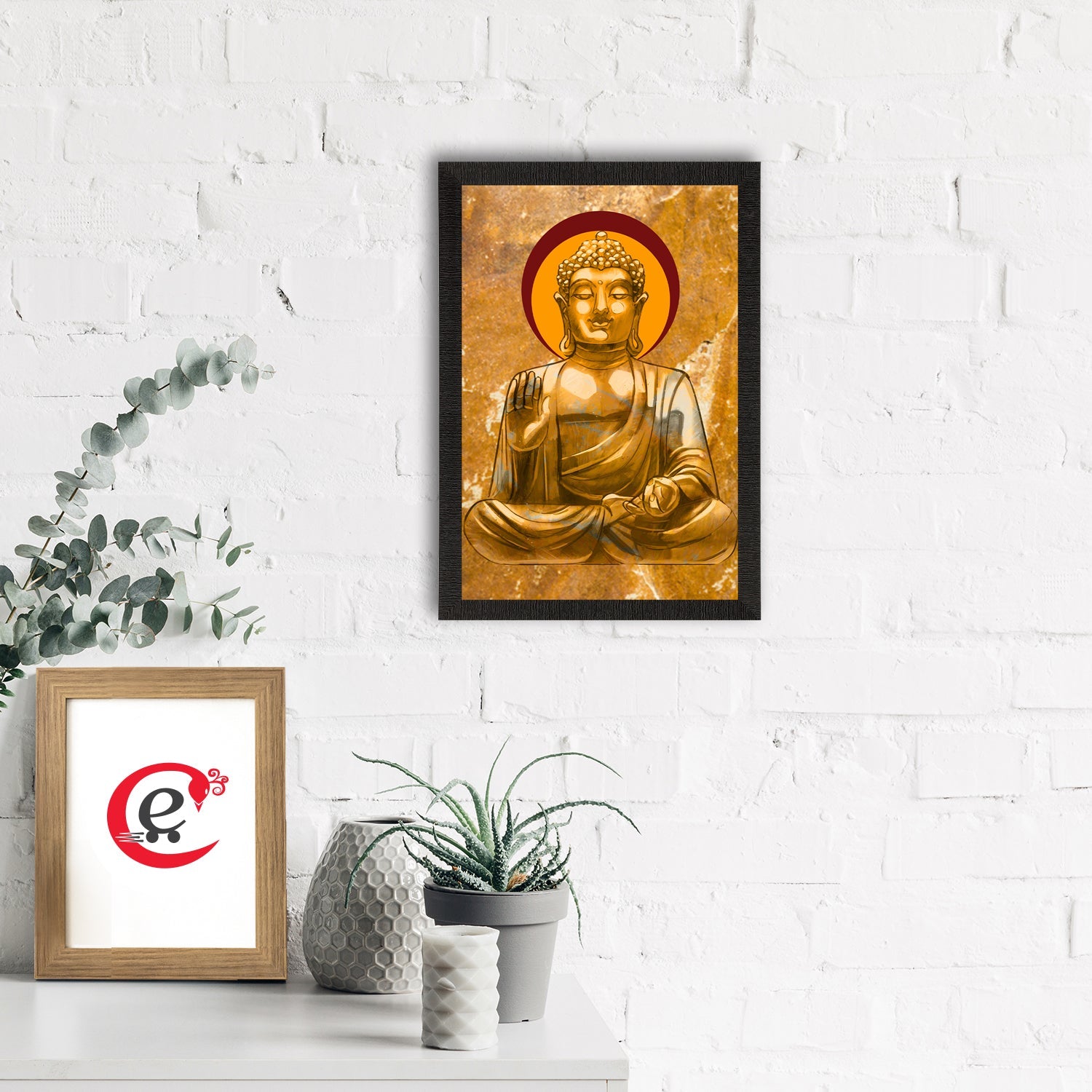 Meditating Lord Buddha Satin Matt Texture UV Art Painting Kafalo