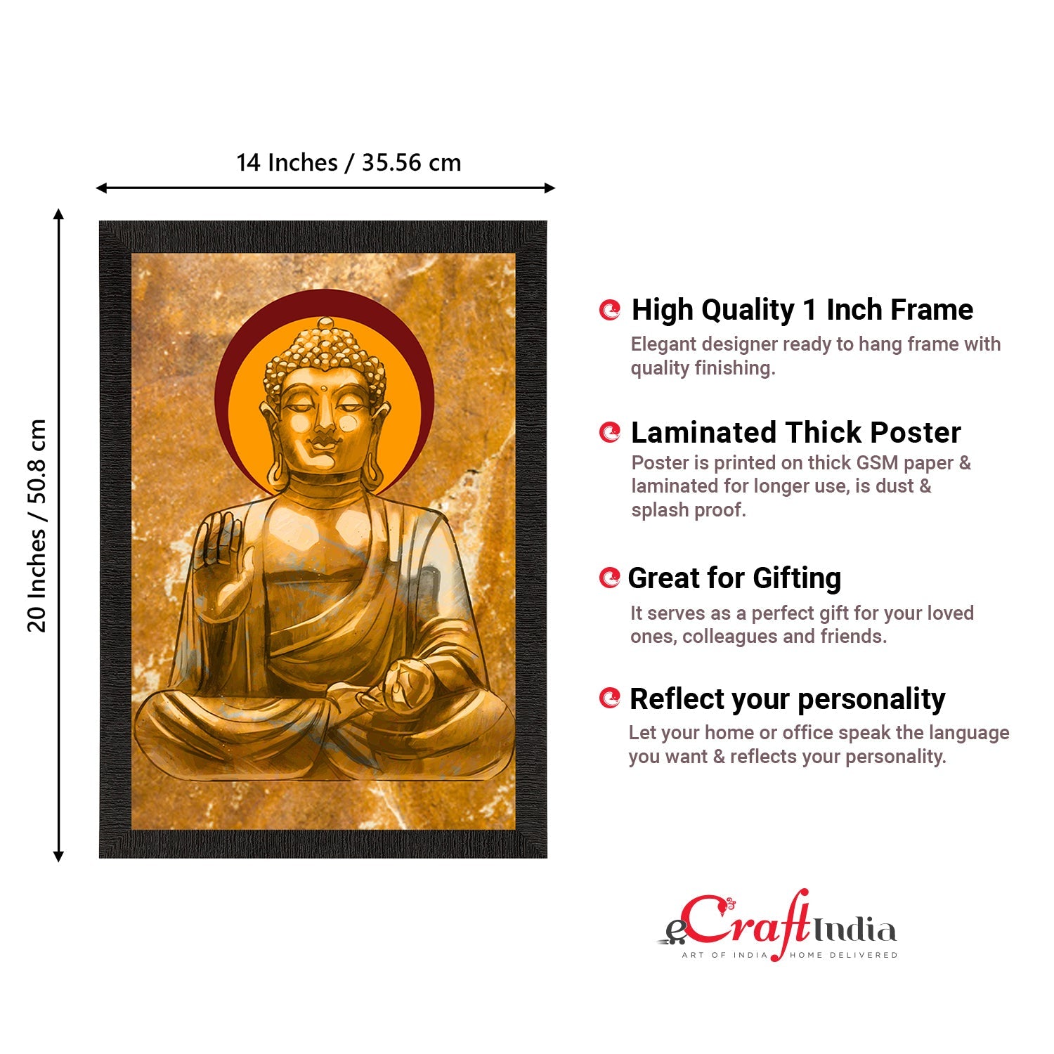 Meditating Lord Buddha Satin Matt Texture UV Art Painting Kafalo