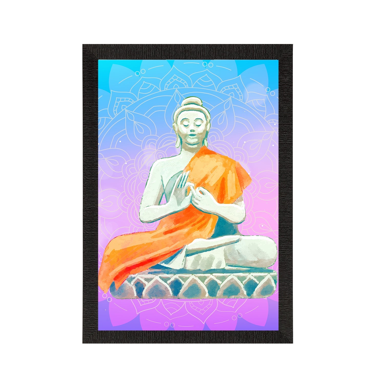 Meditating Lord Buddha Satin Matt Texture UV Art Painting Kafalo