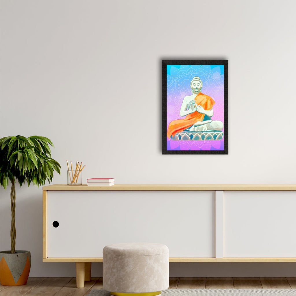 Meditating Lord Buddha Satin Matt Texture UV Art Painting Kafalo
