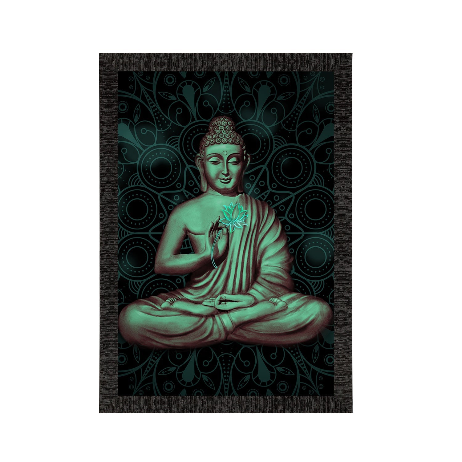 Meditating Lord Buddha Satin Matt Texture UV Art Painting Kafalo
