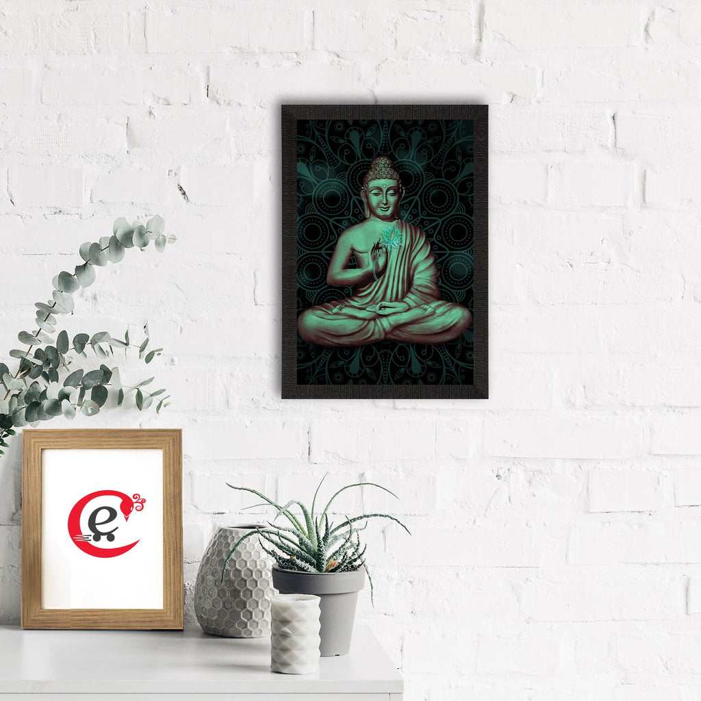 Meditating Lord Buddha Satin Matt Texture UV Art Painting Kafalo