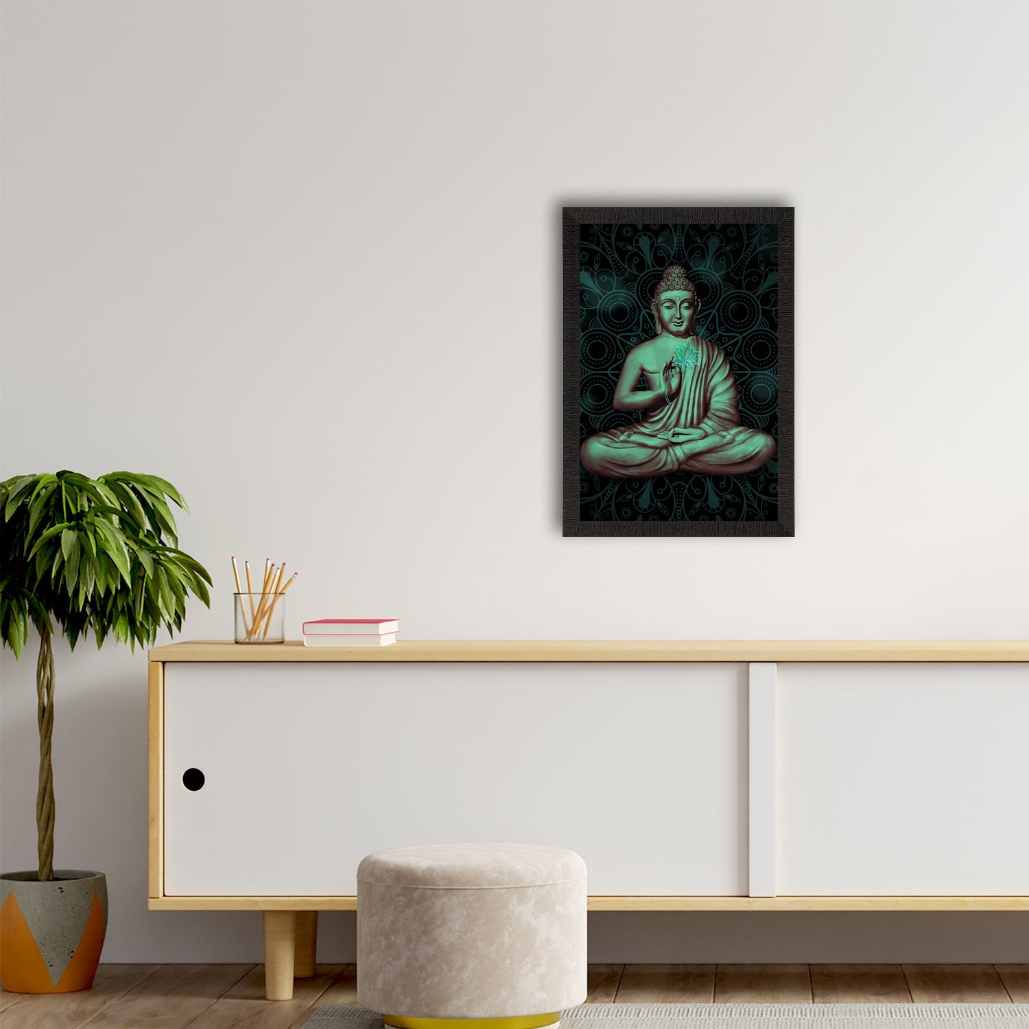 Meditating Lord Buddha Satin Matt Texture UV Art Painting Kafalo