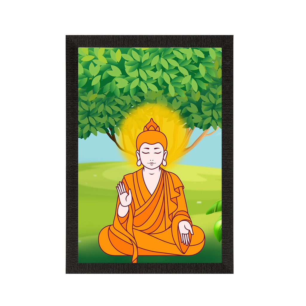 Meditating Lord Buddha Satin Matt Texture UV Art Painting Kafalo