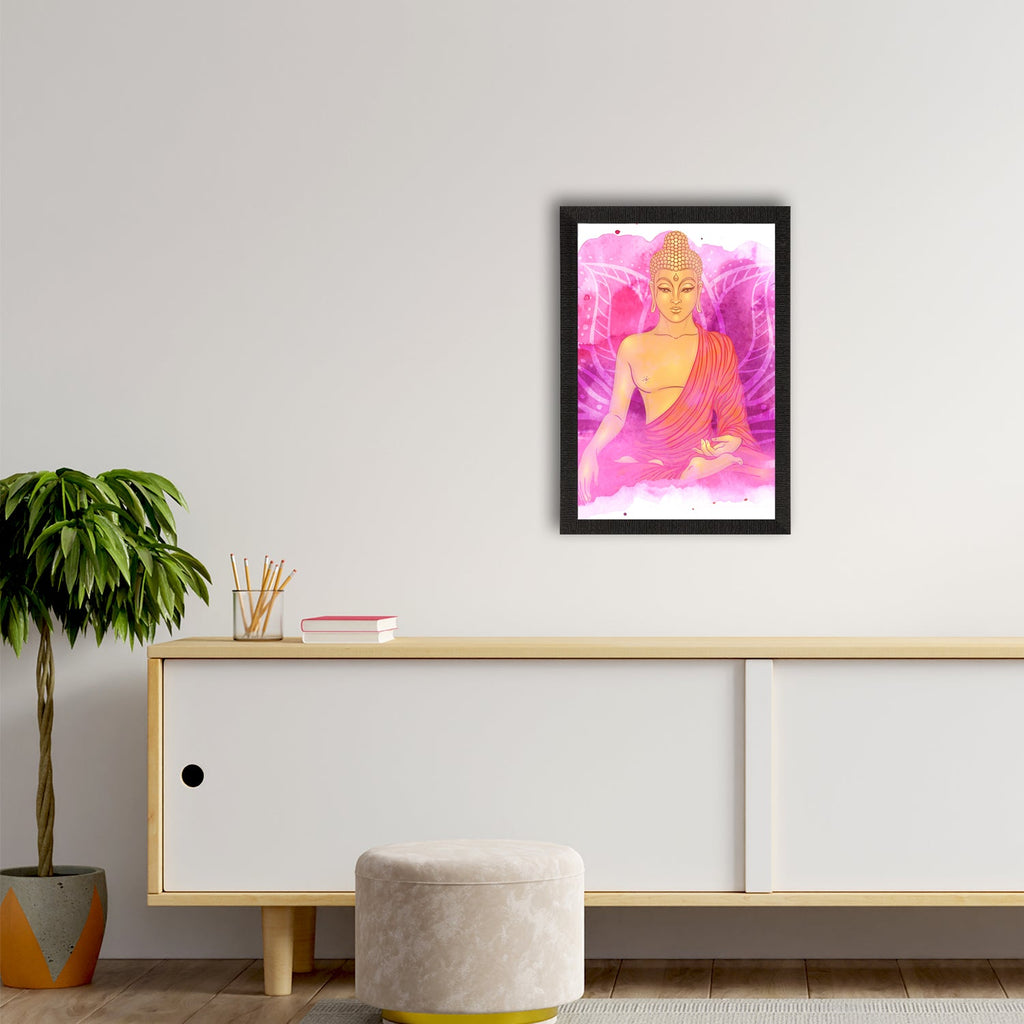 Meditating Lord Buddha Satin Matt Texture UV Art Painting Kafalo