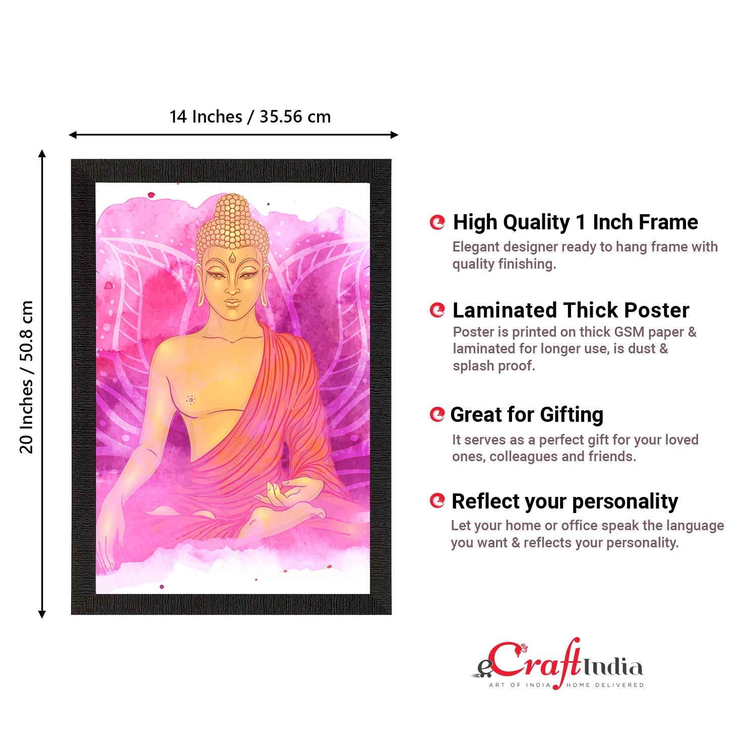 Meditating Lord Buddha Satin Matt Texture UV Art Painting Kafalo