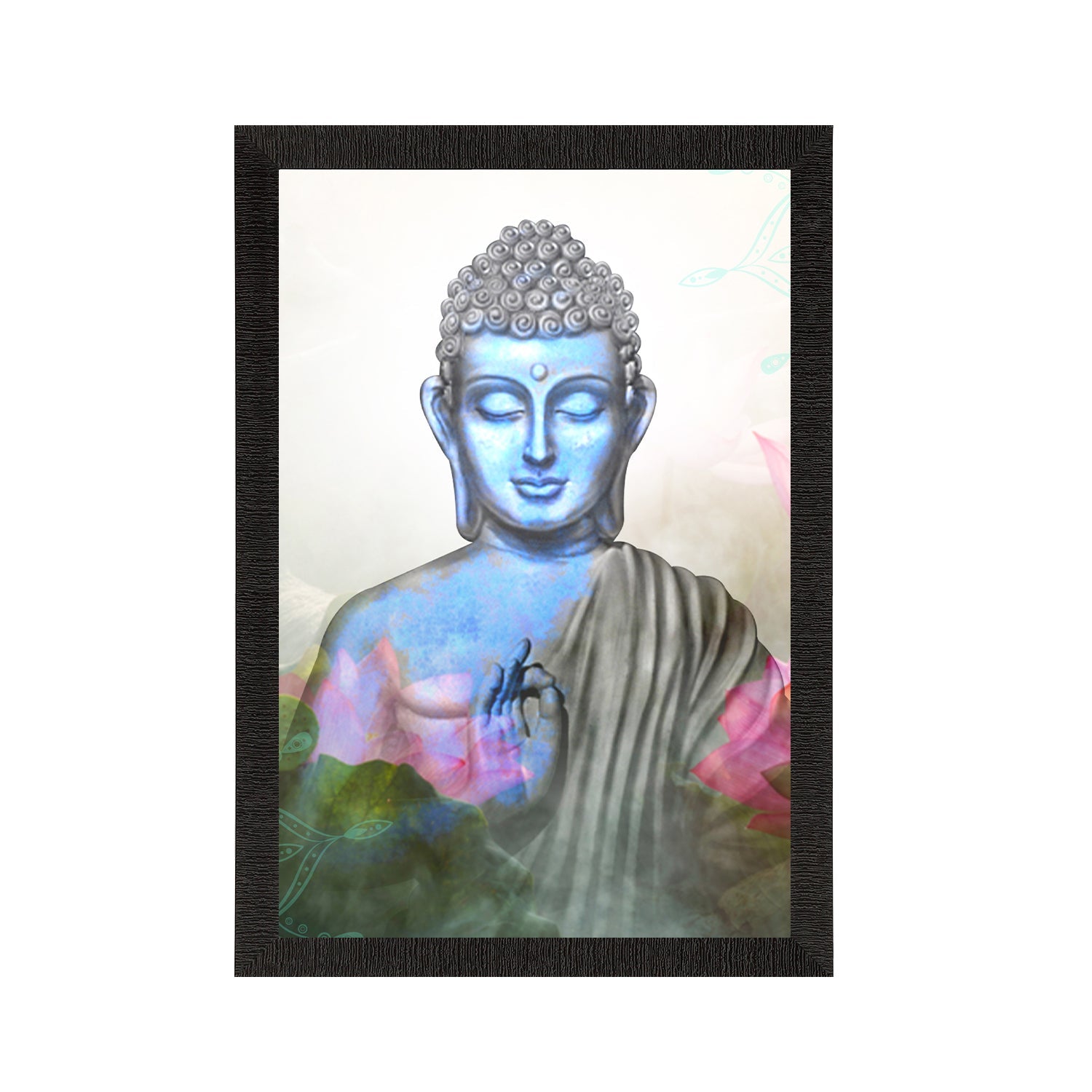 Meditating Lord Buddha Satin Matt Texture UV Art Painting Kafalo