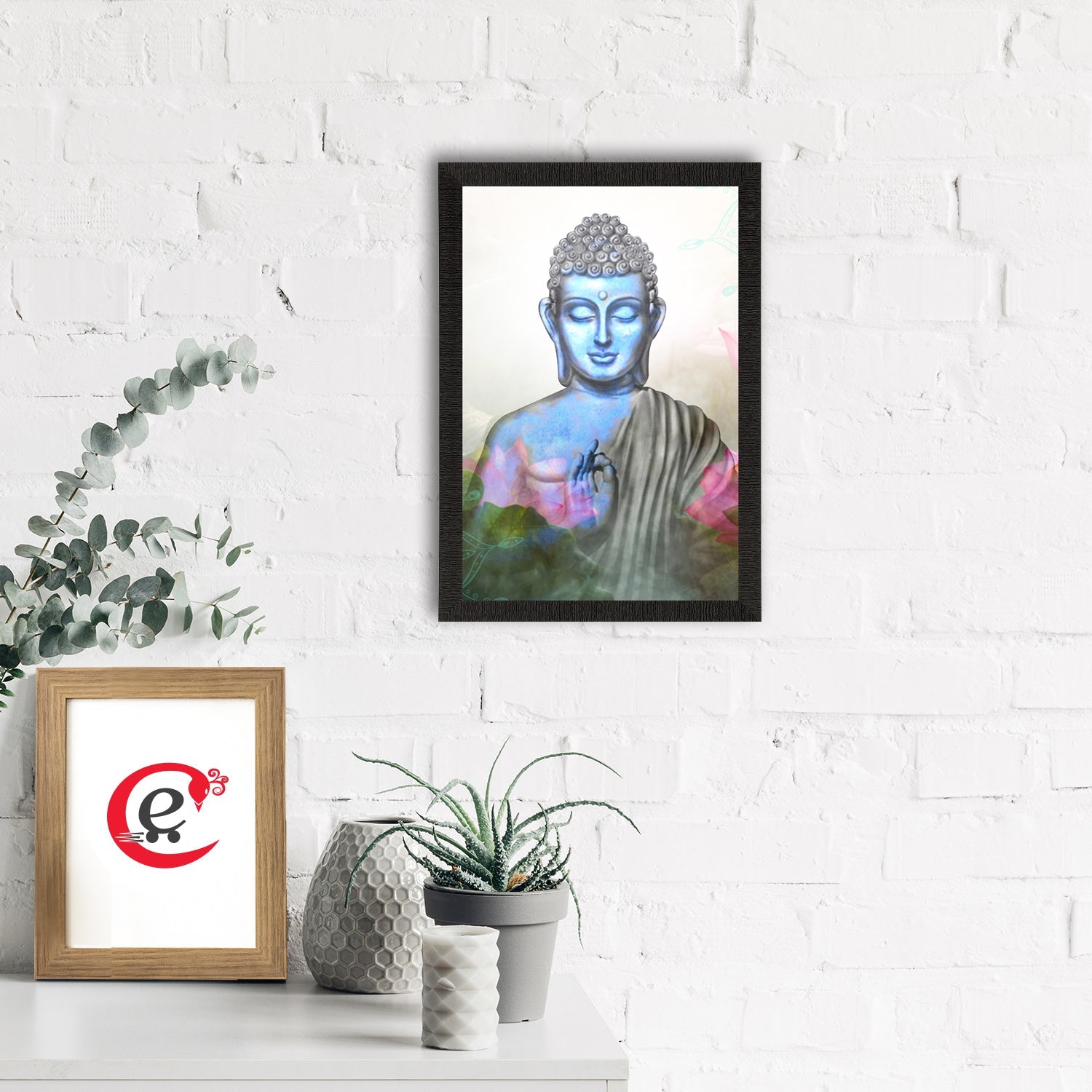 Meditating Lord Buddha Satin Matt Texture UV Art Painting Kafalo