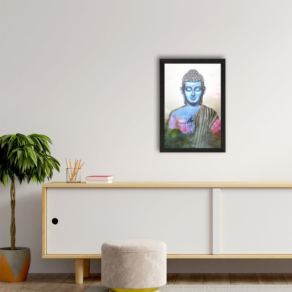 Meditating Lord Buddha Satin Matt Texture UV Art Painting Kafalo