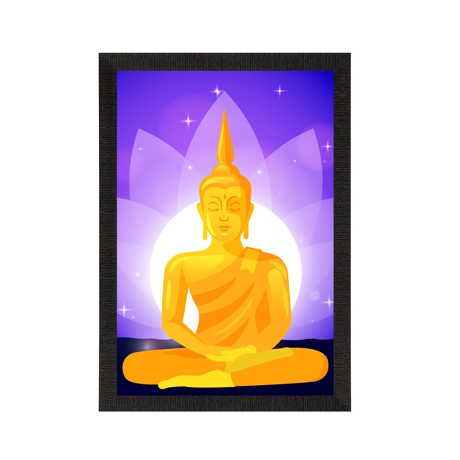 Meditating Lord Buddha Satin Matt Texture UV Art Painting Kafalo