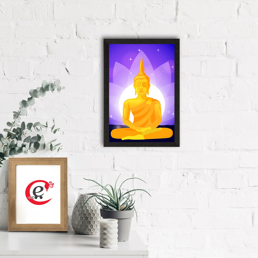 Meditating Lord Buddha Satin Matt Texture UV Art Painting Kafalo