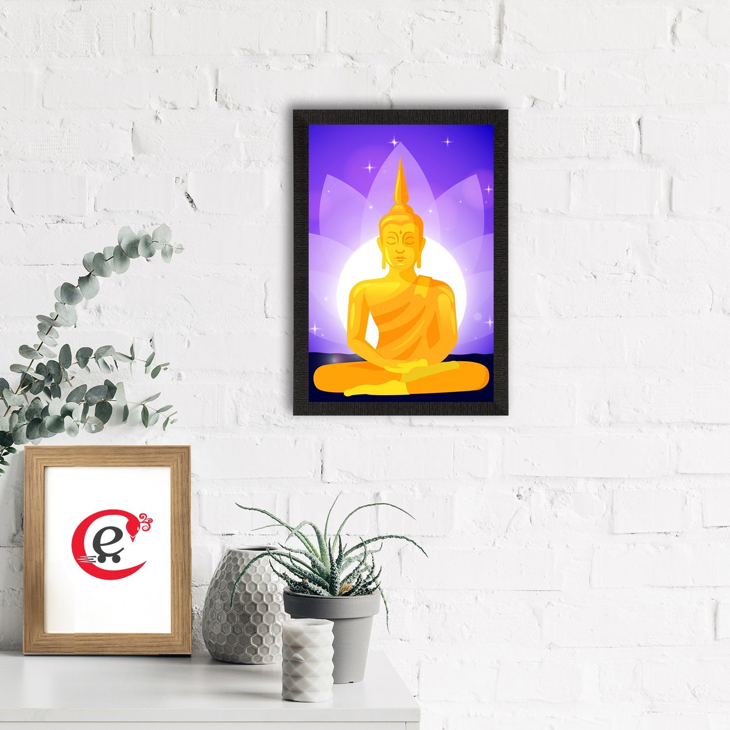 Meditating Lord Buddha Satin Matt Texture UV Art Painting Kafalo