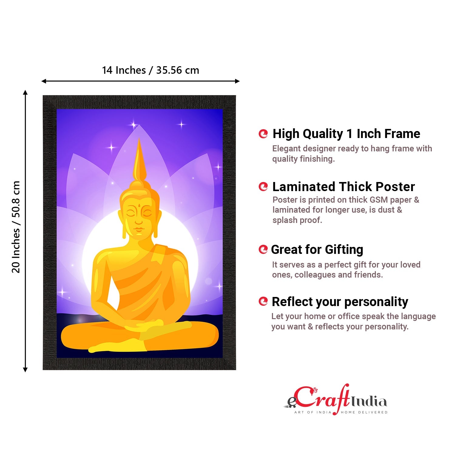 Meditating Lord Buddha Satin Matt Texture UV Art Painting Kafalo