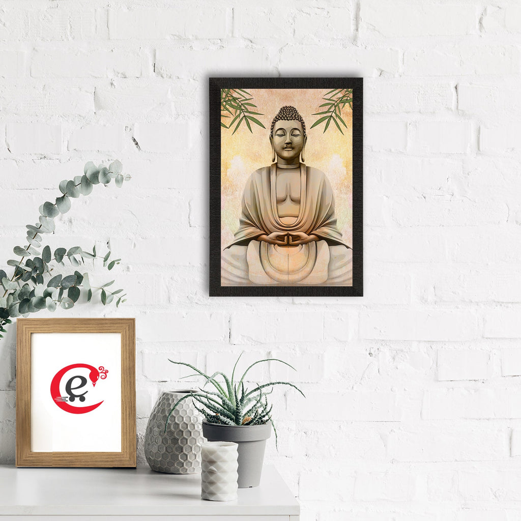 Meditating Lord Buddha Satin Matt Texture UV Art Painting Kafalo