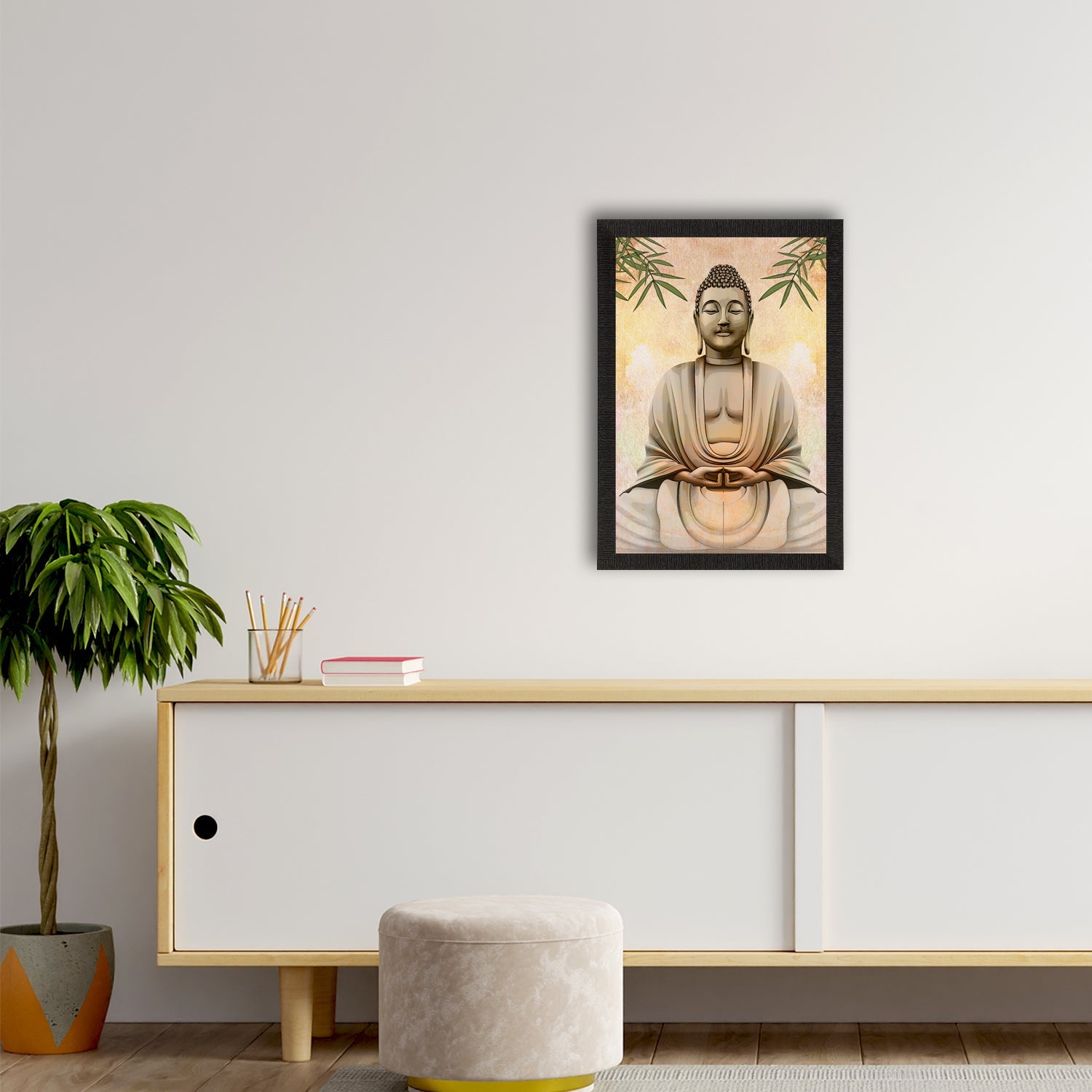 Meditating Lord Buddha Satin Matt Texture UV Art Painting Kafalo