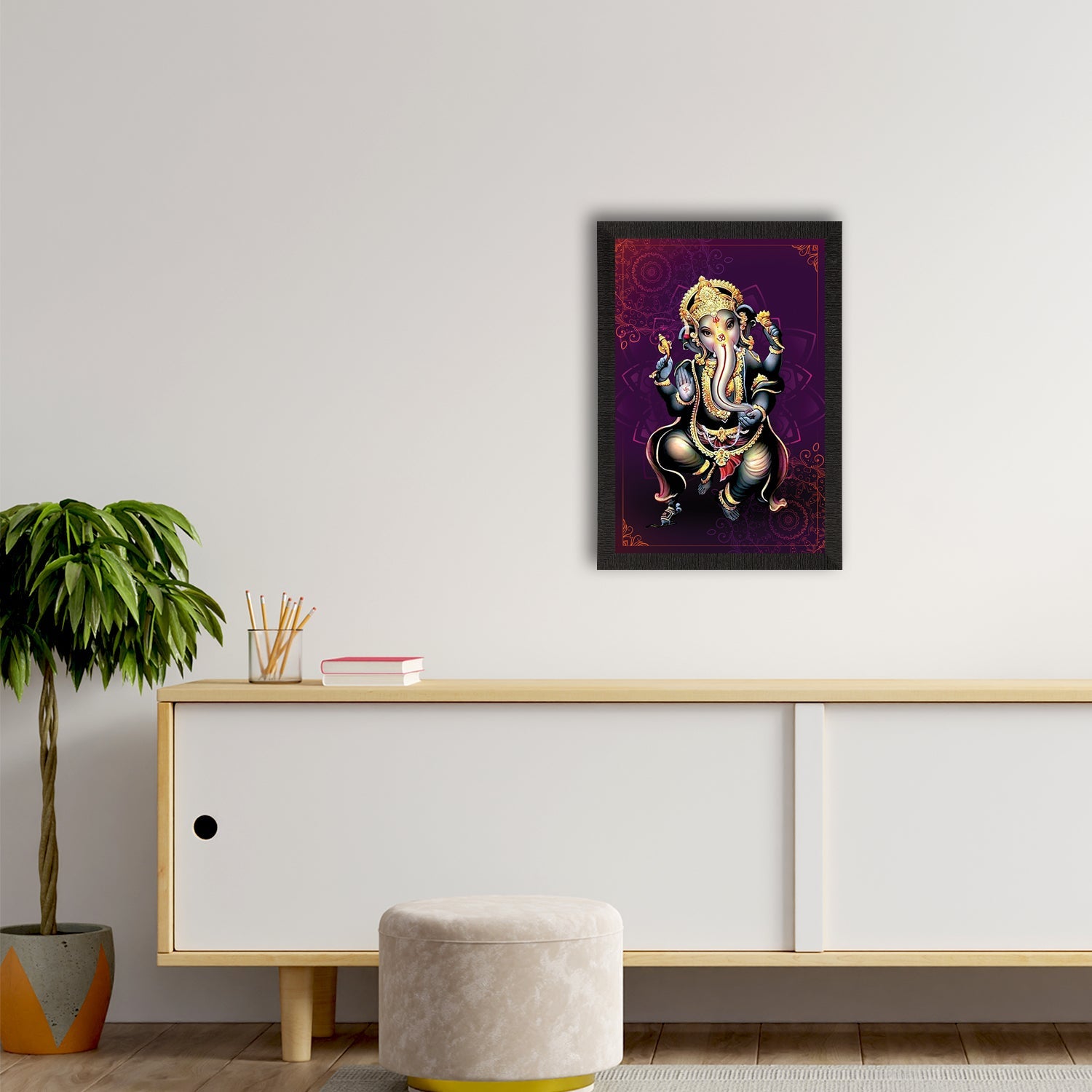 Lord Ganesha Satin Matt Texture UV Art Painting Kafalo