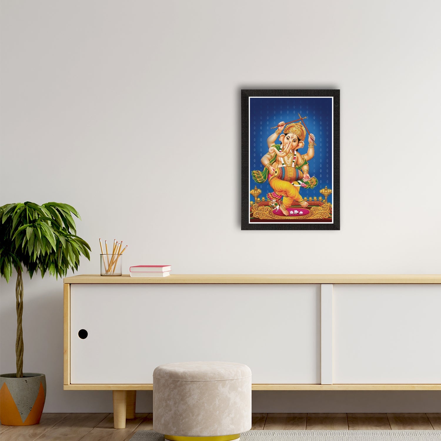 Lord Ganesha Satin Matt Texture UV Art Painting Kafalo