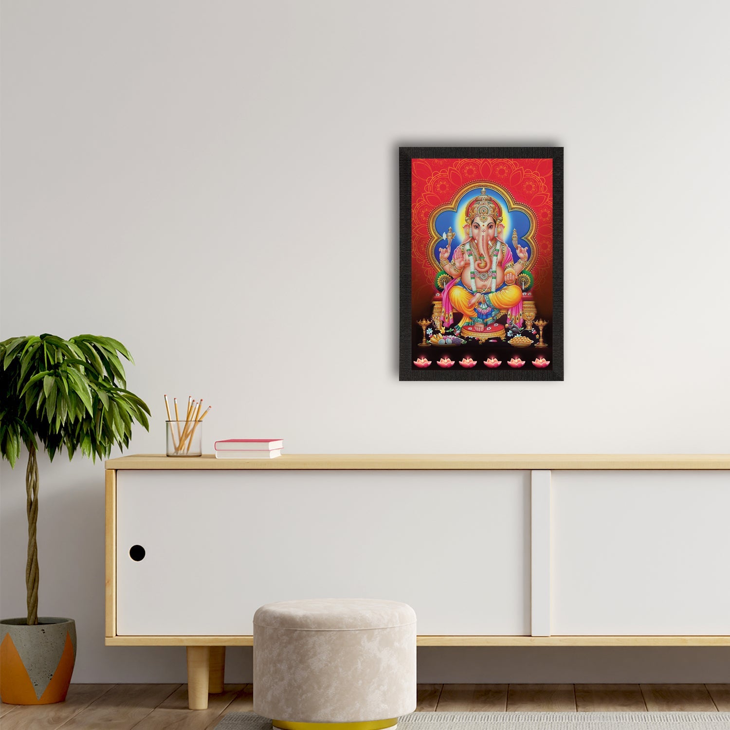 Lord Ganesha Satin Matt Texture UV Art Painting Kafalo