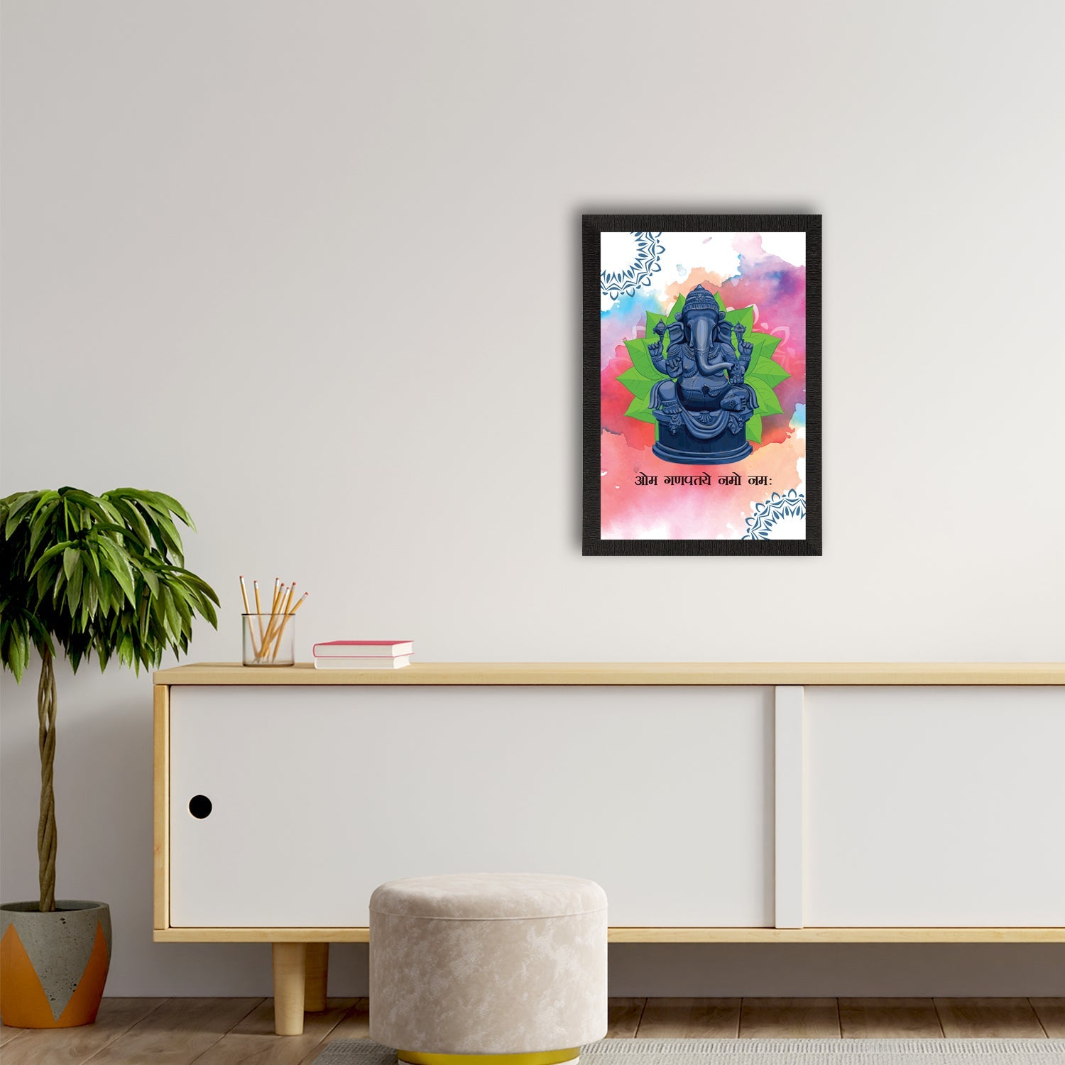 Lord Ganesha Satin Matt Texture UV Art Painting Kafalo