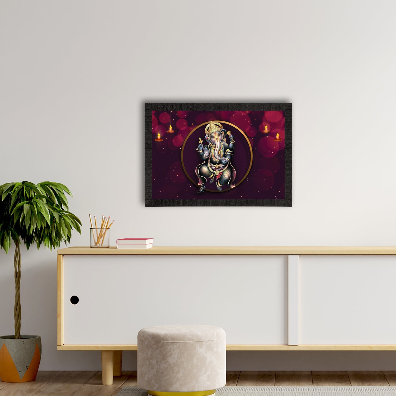 Lord Ganesha Satin Matt Texture UV Art Painting Kafalo