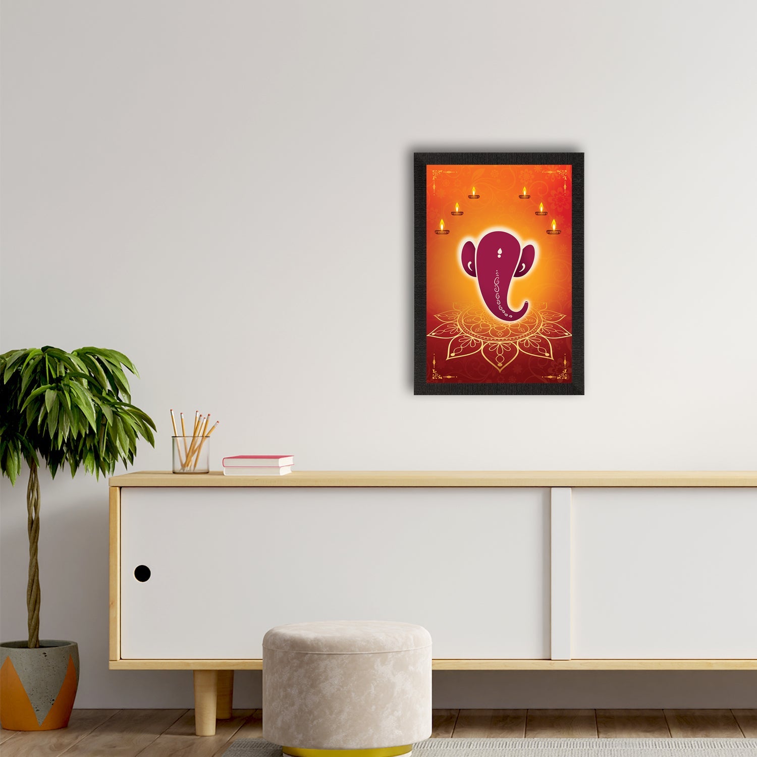 Lord Ganesha Satin Matt Texture UV Art Painting Kafalo